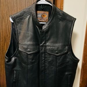 Leather motorcycle vest
